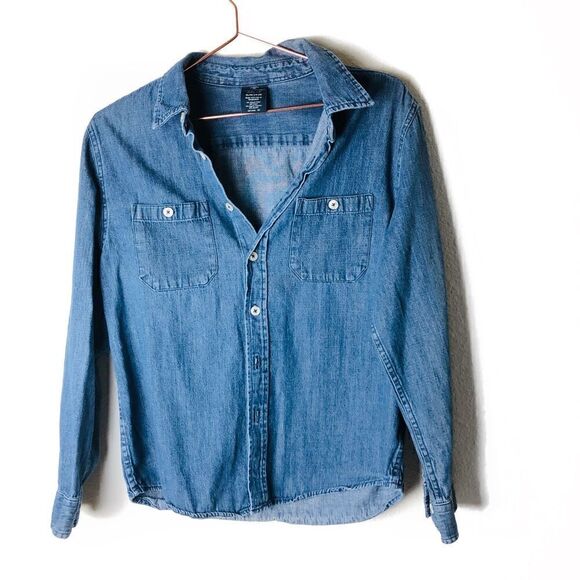 EUC Faded Glory Vintage Denim Shirt XL Jr - Picture 1 of 7